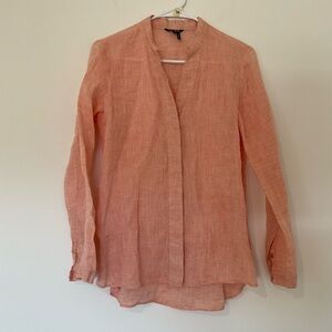 Nic + Zoe 100% Linen Button Down XS Peach Casual Spring Effortless Natural Fiber